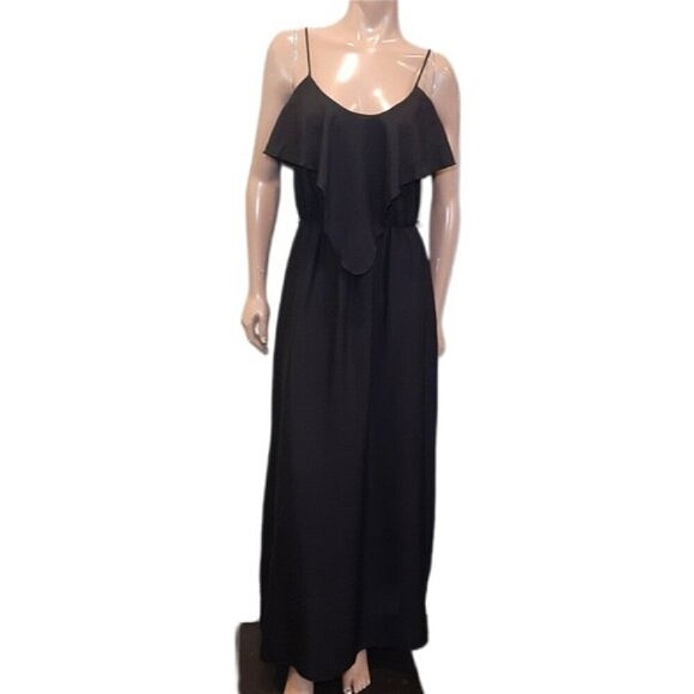 Behave Maxi Dress Draped Ruffled Flounce Cami Strap Elastic Waist Sleeveless